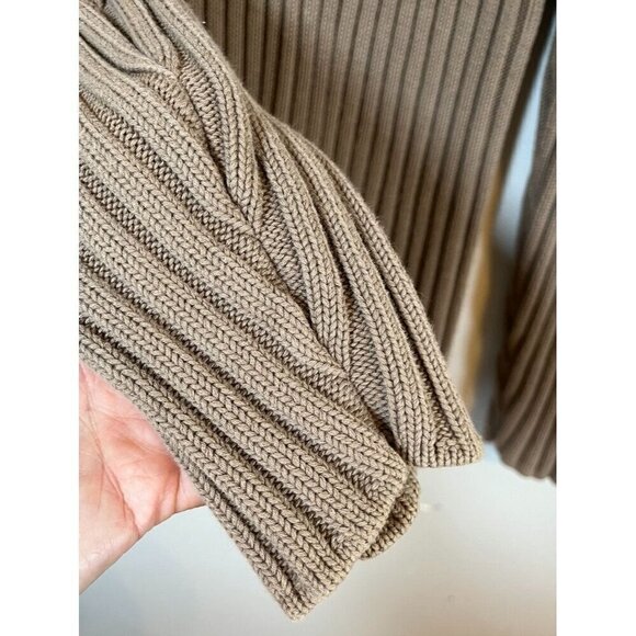 Banana Republic Sweater Women XL Brown Mock Neck Full Zip Ribbed Stretch Neutral - Picture 3 of 10